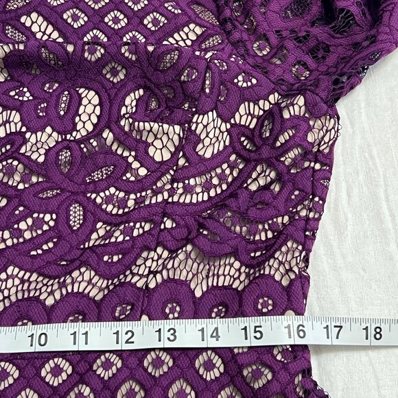 Gabby Skye Purple Lace Sheath Dress Lined 3/4 Sleeve Size 14 Cocktail Party - Picture 9 of 12